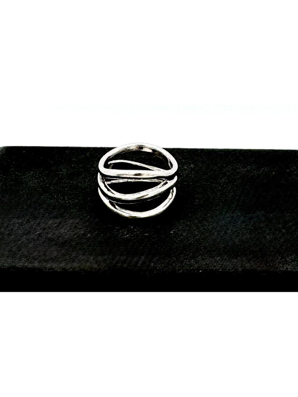 Vintage NF Sterling silver 3 wavy bands ring; size 7.5